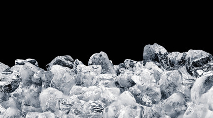 Wall Mural - Pieces of crushed ice cubes on black background. Clipping path included.