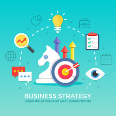 Business strategy. Flat design graphic elements, symbols, line icons set. Premium quality. Modern concepts for web banners, websites, infographics, printed materials. Vector illustration