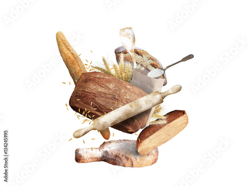 akcesoria-do-wypiekow-i-pieczywo-na-bialym-tle