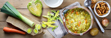 Savoy Cabbage Soup With Potatoes Leeks And Carrots