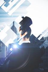 Aufkleber - man on city background