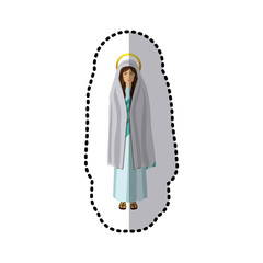 dotted sticker of saint virgin mary shading vector illustration