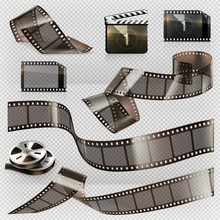 Old Film Strip With Transparency, 3d Vector Icon Set