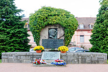 A'Lallsacienne Monument As A Memory For The 1st World War In Central Of Thann Village, Alsace, France 