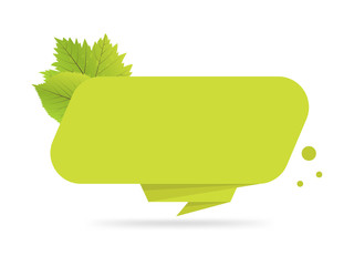 Poster - green paper origami banners with leaves. template for bio products, sales, web sites and labels. pla