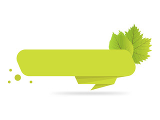 Poster - green paper origami banners with leaves. template for bio products, sales, web sites and labels. pla