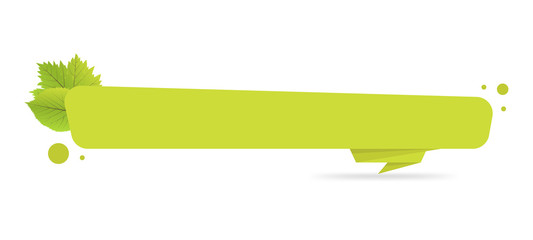 Poster - green paper origami banners with leaves. template for bio products, sales, web sites and labels. pla