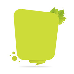 Poster - green paper origami banners with leaves. template for bio products, sales, web sites and labels. pla