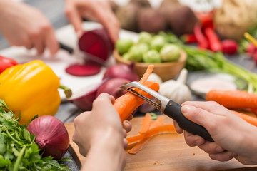 Sticker - Preparing vegetables for a meal.