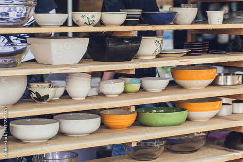 Fotografering Asian art Bowl collection, various type size and style for food