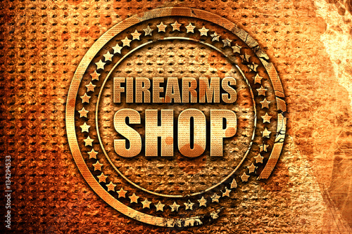 Fotografía firearms shop, 3D rendering, grunge metal stamp