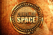 Confined Space, 3D Rendering, Grunge Metal Stamp