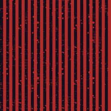 Seamless Vector Striped Pattern. Red, Black Geometric Background With Vertical Lines. Grunge Texture With Attrition, Cracks And Ambrosia. Old Style Vintage Design. Graphic Illustration.