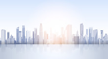 City Skyscraper View Cityscape Background Skyline Silhouette With Copy Space Vector Illustration
