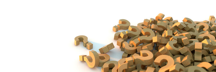 Poster - wooden question marks, 3d rendering