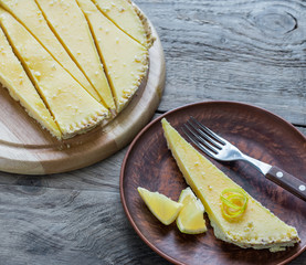 Wall Mural - Portion of lemon tart on the plate