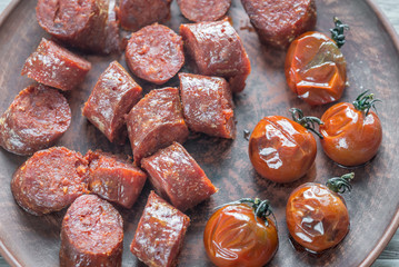 Poster - Roasted chorizo with cherry tomatoes