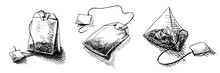 Teabag In Graphic Style, Hand-drawn Vector Illustration.