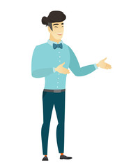 Poster - Young asian happy businessman gesturing.