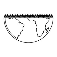 world planet earth with grass vector illustration design