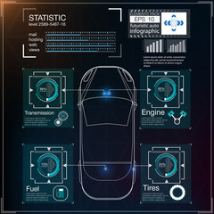 Poster - Futuristic user interface. HUD UI. Abstract virtual graphic touch user interface. Cars infographic. Vector science abstract.  Vector illustration.