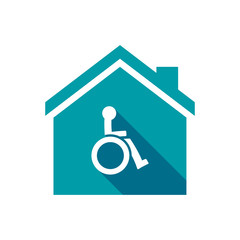 Canvas Print - Isolated house with  a human figure in a wheelchair icon