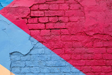 Colorful (purple, Blue And Beige) Brick Wall As Background, Texture