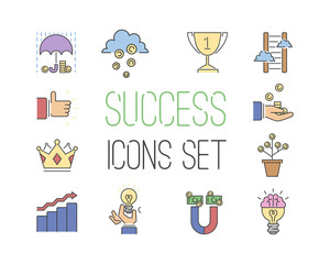 Wall Mural - Business success vector icons set.