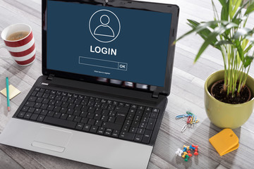 Poster - Login concept on a laptop