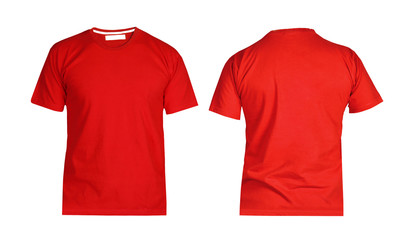 front and back views of t-shirt on white background