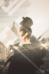 Aufkleber - man on city background