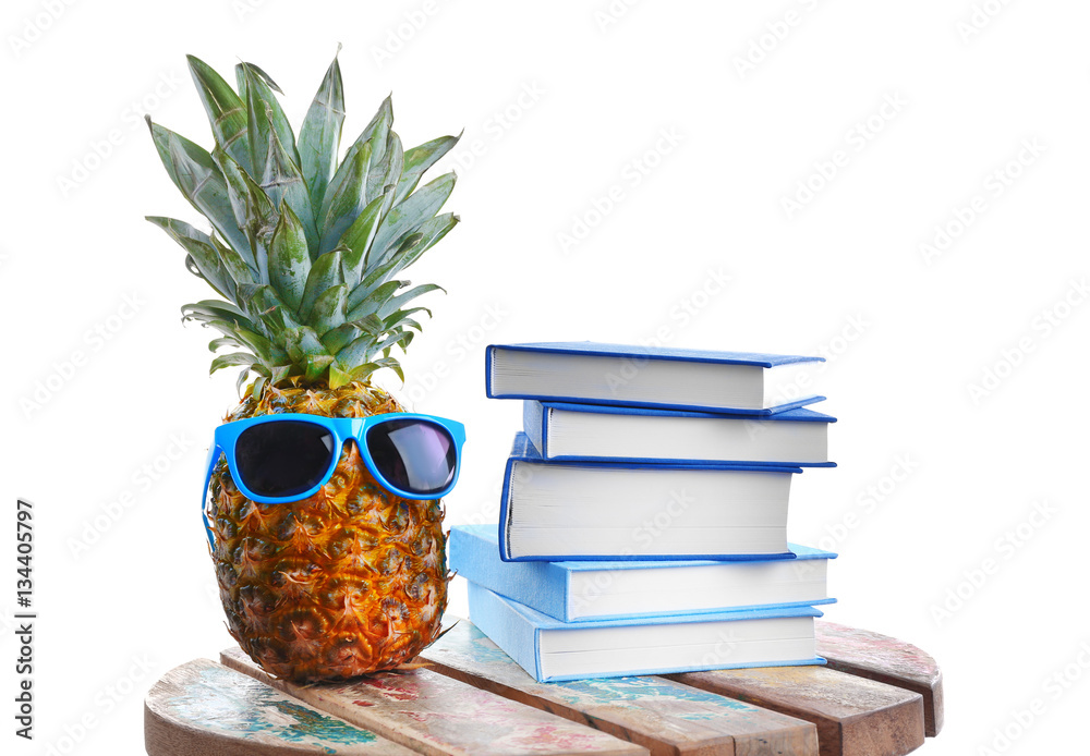 Set for reading at beach. Summer holidays concept