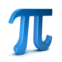 Pi Number Mathematical Symbol on White Background. 3D Rendering Illustration