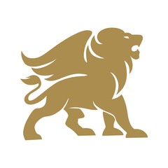 Wall Mural - Lion winged gold