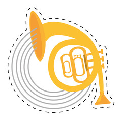 Poster - musical instrument french horn icon dotted line vector illustration eps 10