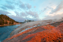 Firehole River Flowing Past The Midway Geyser Basin In Yellowstone National Park In Wyoming USA
