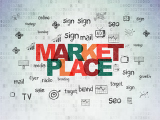 Marketing concept: Marketplace on Digital Data Paper background