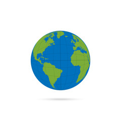 Wall Mural - earth map and globe detail vector illustration, white background, flat style