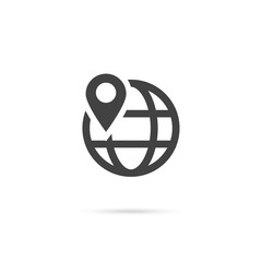 Wall Mural - location on globe. pin on globe. simple black icon