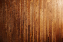 Rich Texture Of Wooden Table Or Floor Made Of Many Thin Long Racks Placed Vertically, Top View, Natural Rustic Background