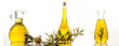 Extra virgin olive oil three bottles isolated