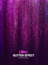 Magic Glitter Background In Lilac Color. Poster Backdrop With Shine Elements.