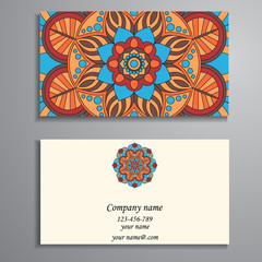 Invitation, business card or banner with text template. Round fl