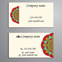 Invitation, business card or banner with text template. Round fl