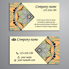 Invitation, business card or banner with text template. Round fl