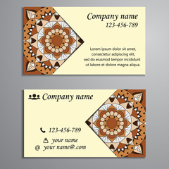 Invitation, business card or banner with text template. Round fl