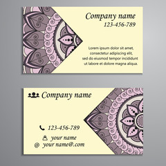 Invitation, business card or banner with text template. Round fl