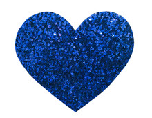 Round Glitter Blue Sequin In Heart Shape