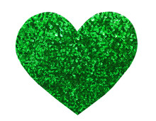 Round Glitter Green Sequin In Heart Shape