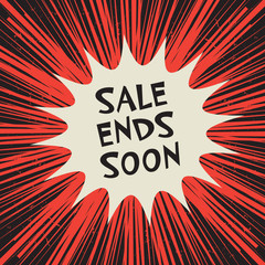 Comic explosion business concept with text Sale Ends Now